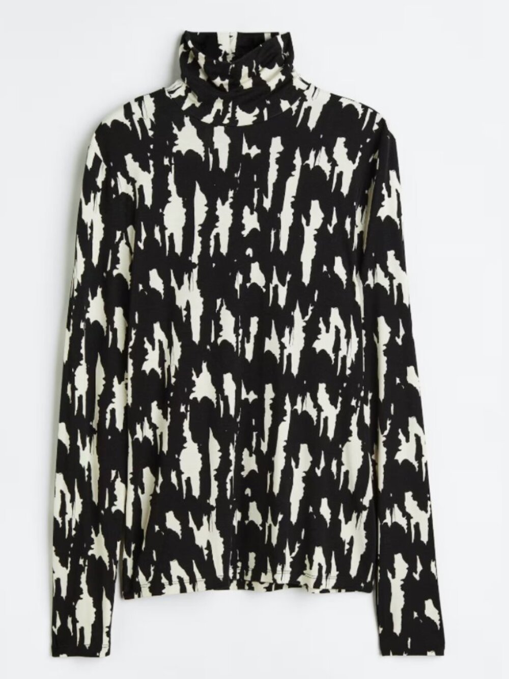 Black & White Graphic Pattern Thin Turtleneck Layer - XL